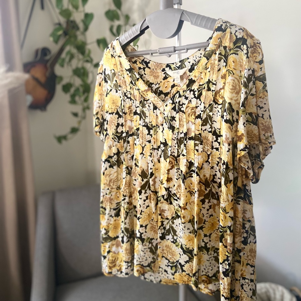 Black and Yellow Floral Dress Shirt